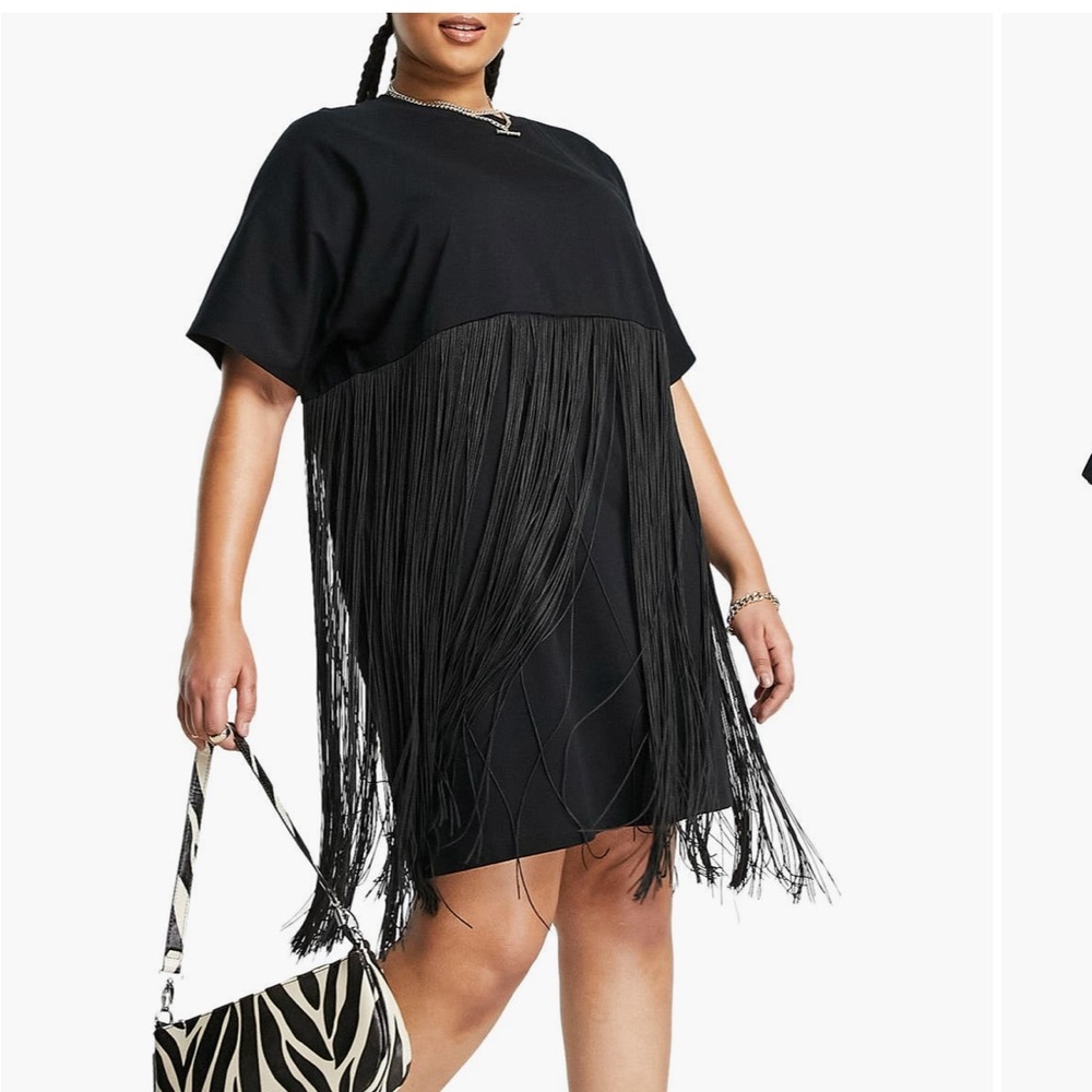 ASOS Curve Black Fringe Dress